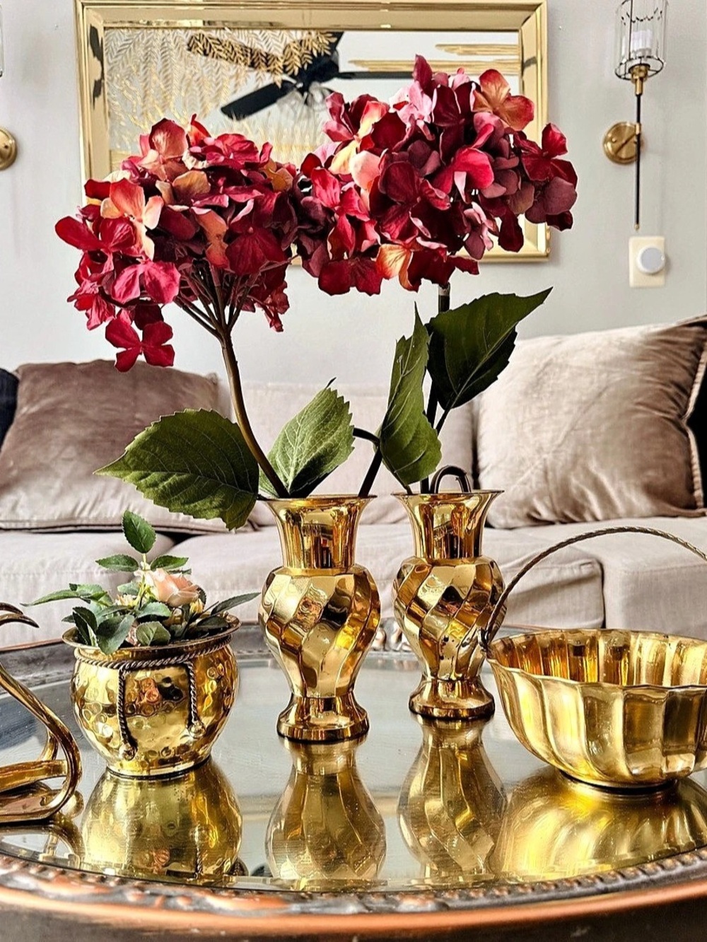 RARE Vintage Brass Decor Collection – Vases, Cachepots, Planters & Swan Stock